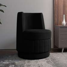 Poltrona Decorativa Estilo Único Éfeso Sala de Estar Base Giratória Veludo Preto G33 - Gran Belo