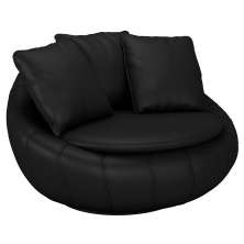 Poltrona Decorativa Giratória Sala de Estar Afrodite PU Preto G45 - Gran Belo
