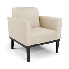 Poltrona Decorativa Isabella Pés Fixo em Madeira Preto PU Bege G19 - Gran Belo