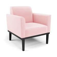 Poltrona Decorativa Isabella Pés Fixo em Madeira Preto Suede Rosa Bebê G19 - Gran Belo