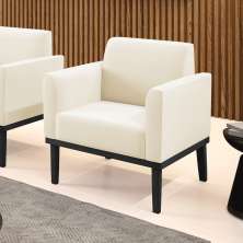 Poltrona Decorativa Isabella Pés Fixo em Madeira Preto Veludo Bege G19 - Gran Belo
