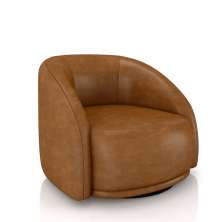 Poltrona Decorativa Jenny Base Giratória em Metal Preto PU Caramelo G45 - Gran Belo