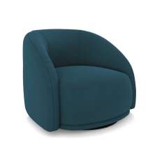 Poltrona Decorativa Jenny Base Giratória em Metal Preto Veludo Azul Marinho G45 - Gran Belo