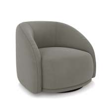 Poltrona Decorativa Jenny Base Giratória em Metal Preto Veludo Cinza G45 - Gran Belo