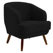 Poltrona Decorativa Jericó Pés de Madeira Veludo Preto G15 - Gran Belo