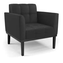 Poltrona Decorativa Karen Pés Fixo em Madeira Preto PU Preto G19 - Gran Belo