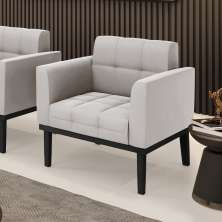 Poltrona Decorativa Karen Pés Fixo em Madeira Preto Veludo Cinza G19 - Gran Belo
