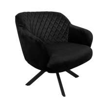 Poltrona Decorativa Kitana Pés Preto Giratório Veludo Preto G15 - Gran Belo