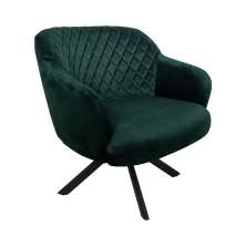 Poltrona Decorativa Kitana Pés Preto Giratório Veludo Verde G15 - Gran Belo