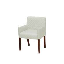 Poltrona Decorativa Liverpool Base Madeira PU Sintético Bege G15 - Gran Belo