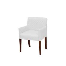 Poltrona Decorativa Liverpool Base Madeira PU Sintético Branco G15 - Gran Belo