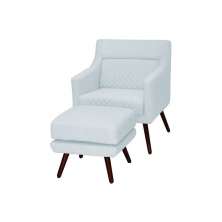 Poltrona Decorativa Mary C/Banqueta Corano Branco - Gran Belo