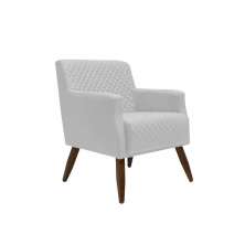 Poltrona Decorativa Nagoya Pés Madeira PU Sintético Branco - Gran Belo