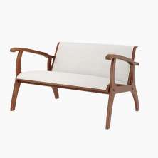 Poltrona Decorativa Namoradeira Pedri Linho Off White/Imbuia G42 - Gran Belo