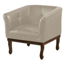 Poltrona Decorativa Noah Couro Bege 66 Fosco - Gran Belo