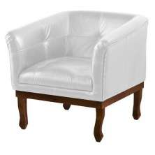 Poltrona Decorativa Noah Couro Branco - Gran Belo
