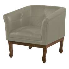 Poltrona Decorativa Noah Couro Cinza - Gran Belo