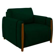 Poltrona Decorativa Pés Madeira Maceió Veludo Verde G45 - Gran Belo