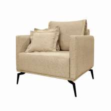 Poltrona Decorativa Pés em Aço Stagno Linho Bege G63 - Gran Belo