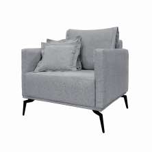 Poltrona Decorativa Pés em Aço Stagno Linho Cinza G63 - Gran Belo
