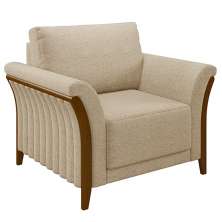 Poltrona Decorativa Pés em Madeira Market Linho Bege G45 - Gran Belo