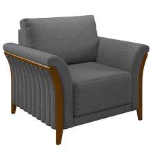 Poltrona Decorativa Pés em Madeira Market Linho Chumbo G45 - Gran Belo