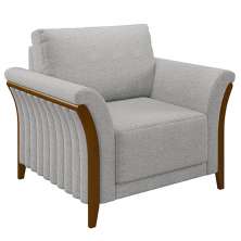 Poltrona Decorativa Pés em Madeira Market Linho Cinza G45 - Gran Belo