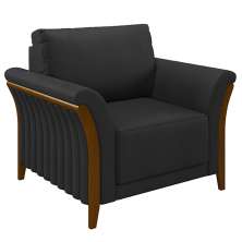 Poltrona Decorativa Pés em Madeira Market PU Preto G45 - Gran Belo