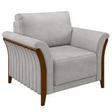 Poltrona Decorativa Pés em Madeira Market Veludo Cinza G45 - Gran Belo