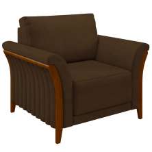 Poltrona Decorativa Pés em Madeira Market Veludo Marrom G45 - Gran Belo