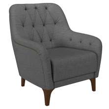 Poltrona Decorativa Pés em Madeira Petra Linho Chumbo G45 - Gran Belo