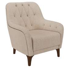 Poltrona Decorativa Pés em Madeira Petra Linho Cru G45 - Gran Belo