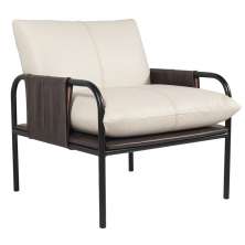 Poltrona Decorativa Pablo Couro OffWhite/Café G34 - Gran Belo