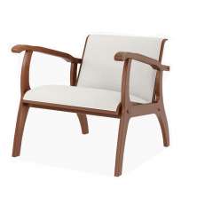 Poltrona Decorativa Pedri Linho Off White/Imbuia G42 - Gran Belo