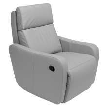Poltrona Decorativa Reclinável Manual Moroni Couro Cinza G43 - Gran Belo