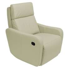 Poltrona Decorativa Reclinável Manual Moroni Couro Off White G43 - Gran Belo