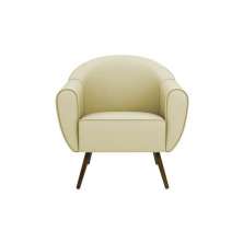 Poltrona Decorativa Sacha PU Sintético Bege Claro G15 - Gran Belo