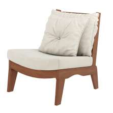 Poltrona Decorativa Sadie Linho Bege Claro/Imbuia G42 - Gran Belo