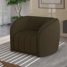 Poltrona Decorativa Sala de Estar Adam Veludo Marrom G45 - Gran Belo
