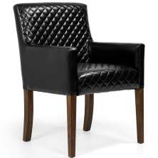 Poltrona Decorativa Sala de Estar Base de Madeira Liverpool PU Sintético Preto Tressê G15 - Gran Belo