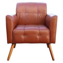 Poltrona Decorativa Sala de Estar Bia Couro Caramelo G58 - Gran Belo