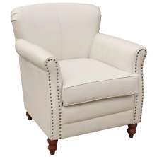 Poltrona Decorativa Sala de Estar Brunei Pés Madeira Couro Of White G58 - Gran Belo