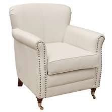 Poltrona Decorativa Sala de Estar Brunei Pés Príncipe Couro Of White G58 - Gran Belo