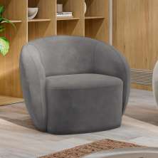 Poltrona Decorativa Sala de Estar Íbis Encosto Fixo Veludo Grafite G33 - Gran Belo