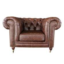 Poltrona Decorativa Sala de Estar Chesterfield Duo Couro Tabaco G40 - Gran Belo