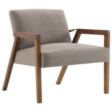Poltrona Decorativa Sala de Estar Dux com Detalhe em PU Sintético Marrom G66 - Gran Belo