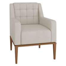 Poltrona Decorativa Sala de Estar Madonna Suede Bege G52 - Gran Belo