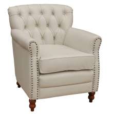 Poltrona Decorativa Sala de Estar Níger Pés Madeira Couro Off White G58 - Gran Belo