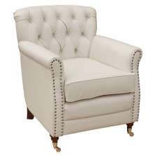 Poltrona Decorativa Sala de Estar Níger Pés Príncipe Couro Off White G58 - Gran Belo