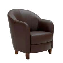 Poltrona Decorativa Sala de Estar Pés Madeira Kairós Couro Chocolate G03 - Gran Belo